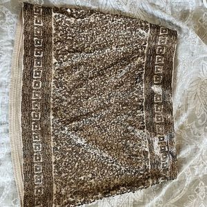 Express Rose Gold Sequin Skirt XS